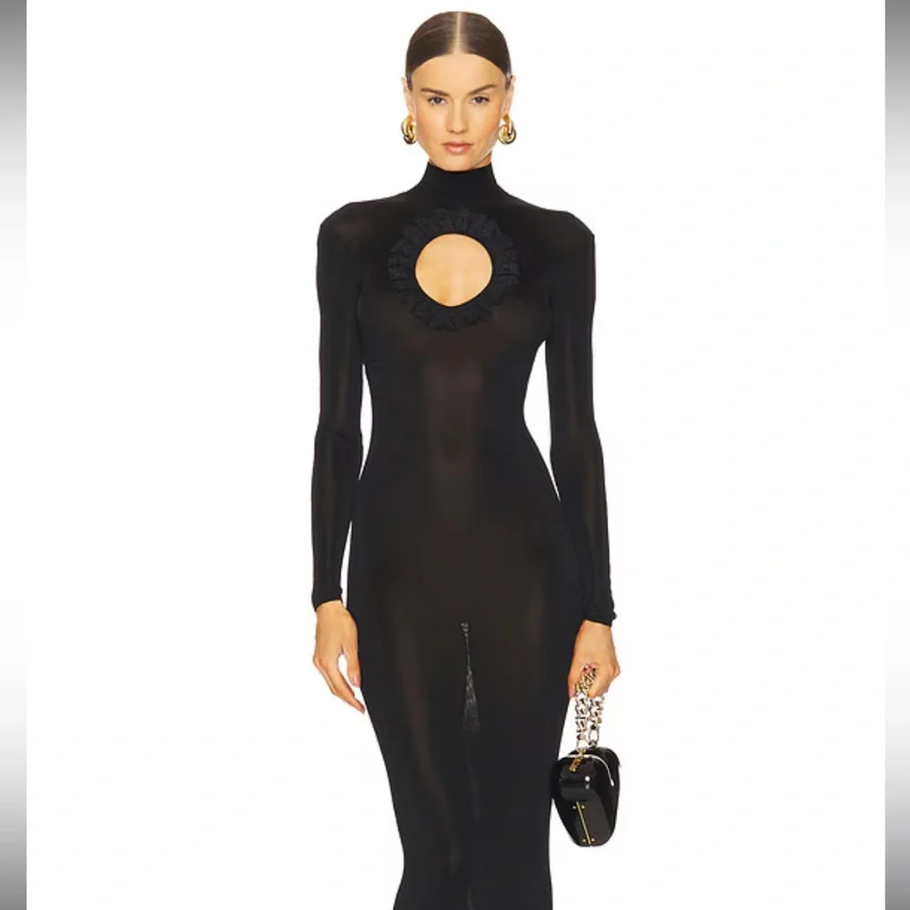 Self Portrait Residency Black Knit Cut out Maxi Dress - Picture 1 of 10